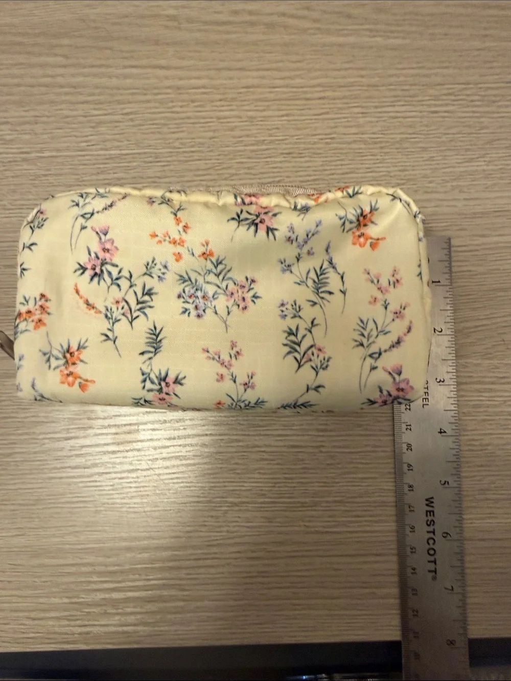 Lesportsac Floral Cosmetic Pouch - Cream with Pink & Orange Accents